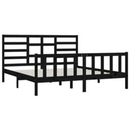 Berkfield Bed Frame Black Solid Wood Pine 200X200 Cm - thumbnail 4