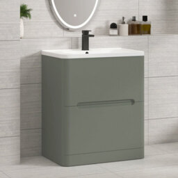 Royal Bathrooms Venice 700mm Matt Nocturne Black Wall Hung Vanity Unit 2 Drawer With Ceramic Basin - thumbnail 5