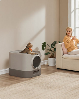 Songmics Feandrea Cat Litter Box With Lid, Xl Enclosed Litter Box With Top Entry, Slide-Out Tray, Scoop, Brush, Anti-Tracking - image 1