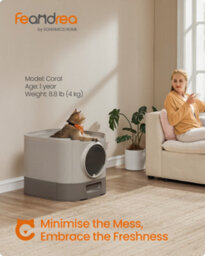 Songmics Feandrea Cat Litter Box With Lid, Xl Enclosed Litter Box With Top Entry, Slide-Out Tray, Scoop, Brush, Anti-Tracking - thumbnail 4