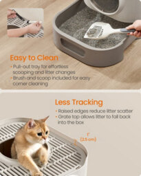 Songmics Feandrea Cat Litter Box With Lid, Xl Enclosed Litter Box With Top Entry, Slide-Out Tray, Scoop, Brush, Anti-Tracking - thumbnail 5