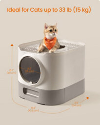 Songmics Feandrea Cat Litter Box With Lid, Xl Enclosed Litter Box With Top Entry, Slide-Out Tray, Scoop, Brush, Anti-Tracking - thumbnail 6