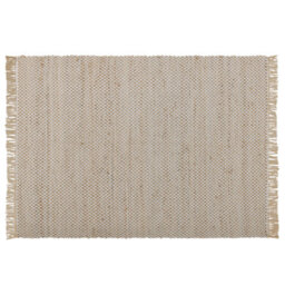 Beliani Beige Handwoven Cotton-Jute Area Rug 140 X 200 Cm Fringed Low Pile, Rectangular - thumbnail 1