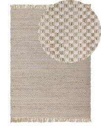 Beliani Beige Handwoven Cotton-Jute Area Rug 140 X 200 Cm Fringed Low Pile, Rectangular - thumbnail 3