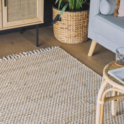 Beliani Beige Handwoven Cotton-Jute Area Rug 140 X 200 Cm Fringed Low Pile, Rectangular - thumbnail 2