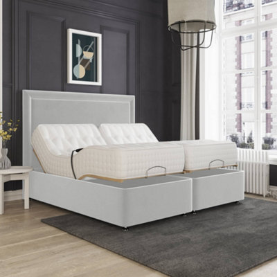 Hampton Electric Adjustable Bed Upholstered Velvet Fabric Sprung Mattress