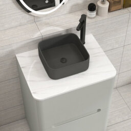 Royal Bathrooms Venice 600mm Dove Grey Freestanding Bathroom Countertop Vanity Unit 2 Drawer With Art Square Basin - thumbnail 6