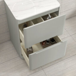 Royal Bathrooms Venice 600mm Dove Grey Freestanding Bathroom Countertop Vanity Unit 2 Drawer With Art Square Basin - thumbnail 5