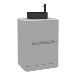 Royal Bathrooms Venice 600mm Dove Grey Freestanding Bathroom Countertop Vanity Unit 2 Drawer With Art Square Basin - thumbnail 7