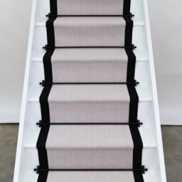 RainbowHome Herringbone Chelsea Wool Stair Runner With 100% Black Cotton Border Sample - thumbnail 1