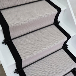 RainbowHome Herringbone Chelsea Wool Stair Runner With 100% Black Cotton Border Sample - thumbnail 2