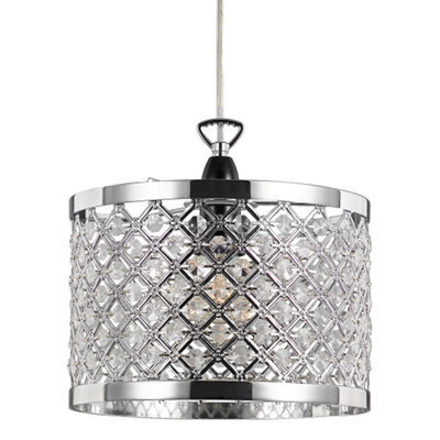 Happy Homewares Modern Sparkly Ceiling Pendant Light Shade With Clear Beads - image 1