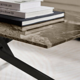 Furniturebox Uk Leonardo Coffee Table With Grey Glass Marble Effect Top And Black Legs - thumbnail 4