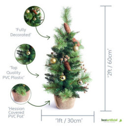 Best Artificial 2Ft - 60Cm Gold Christmas Tree