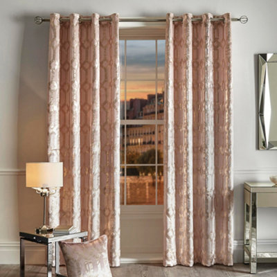 Curtina Darla Light Pink Velvet Pair Of Eyelet Curtains - image 1