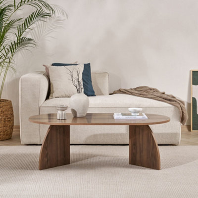 Decortie Melina Oval Coffee Table Natural Walnut Effect 120 X 60 X 40 Cm - image 1