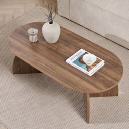 Decortie Melina Oval Coffee Table Natural Walnut Effect 120 X 60 X 40 Cm - thumbnail 7