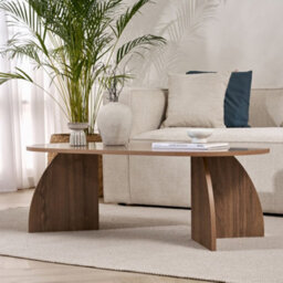 Decortie Melina Oval Coffee Table Natural Walnut Effect 120 X 60 X 40 Cm - thumbnail 3