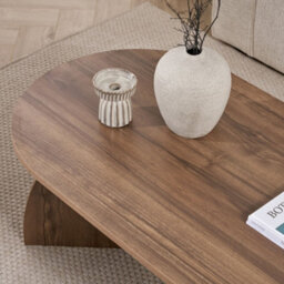 Decortie Melina Oval Coffee Table Natural Walnut Effect 120 X 60 X 40 Cm - thumbnail 4