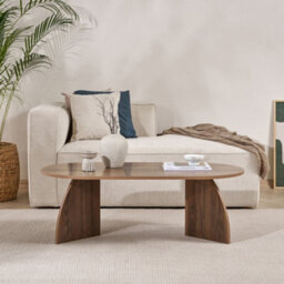 Decortie Melina Oval Coffee Table Natural Walnut Effect 120 X 60 X 40 Cm - thumbnail 1