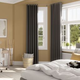 GoodHome Moggo Grey Chevron Lined Eyelet Curtain (W)228Cm (L)228Cm, Pair - thumbnail 2