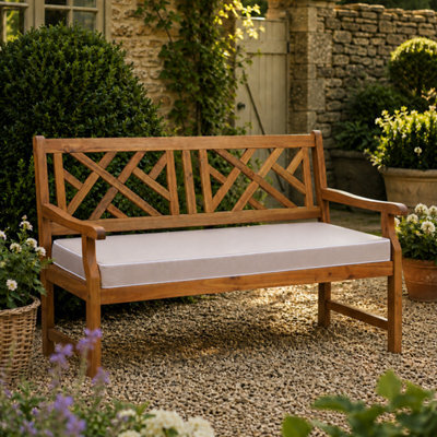Alfresia 2 Seater Acacia Wood Garden Bench With Luxury Taupe Garden Cushion - image 1