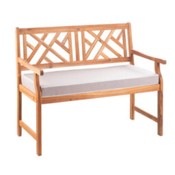 Alfresia 2 Seater Acacia Wood Garden Bench With Luxury Taupe Garden Cushion - thumbnail 3