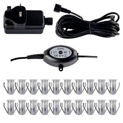 First Choice Lighting Set Of 20 - 15mm Ip67 Warm White Led Decking Kit With Photocell - image 1