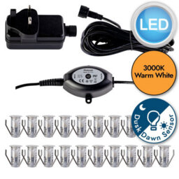 First Choice Lighting Set Of 20 - 15mm Ip67 Warm White Led Decking Kit With Photocell - thumbnail 9