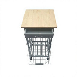 3 Tier Kitchen Utility Cart Bamboo Worktop Storage Trolley With Drawers & Wheels - thumbnail 4