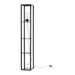 First Choice Lighting Giles - Shelved Unit Floor Lamp With Glass Shade