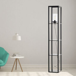 First Choice Lighting Giles - Shelved Unit Floor Lamp With Glass Shade - thumbnail 6