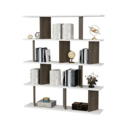 Decorotika 5-Tier Grace Bookcase Bookshelf Shelving Unit Display Unit - White And Walnut Pattern - thumbnail 4