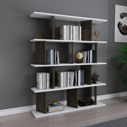 Decorotika 5-Tier Grace Bookcase Bookshelf Shelving Unit Display Unit - White And Walnut Pattern - thumbnail 2