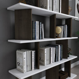 Decorotika 5-Tier Grace Bookcase Bookshelf Shelving Unit Display Unit - White And Walnut Pattern - thumbnail 3