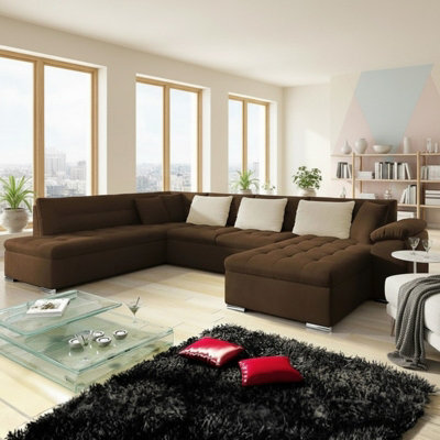 Niko Bis U Shaped Fold Out Corner Sofa Bed For Living Room With Storage Brown Right - image 1