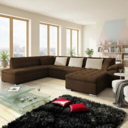 Niko Bis U Shaped Fold Out Corner Sofa Bed For Living Room With Storage Brown Right - thumbnail 1