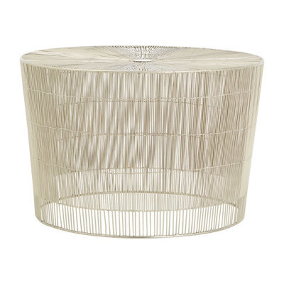 Orsina Silver Small Cage Round Table, Iron Strips Coffee Table, Durable End Side Table For Indoor, Outdoor Spaces - image 1