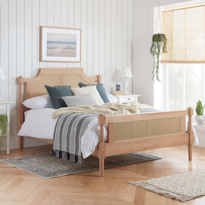 King Size Rattan Bed Frame Birlea Rhodes Oak 5Ft 150Cm Bedstead - image 1
