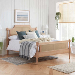 King Size Rattan Bed Frame Birlea Rhodes Oak 5Ft 150Cm Bedstead - thumbnail 1