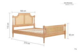 King Size Rattan Bed Frame Birlea Rhodes Oak 5Ft 150Cm Bedstead - thumbnail 8