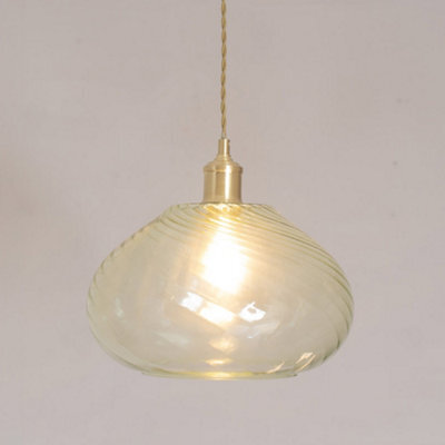 Valuelights Corinne Twill Spiral Bulbous Green Glass Easy Fit Lamp Shade With Bulb (D)31.5Cm - image 1