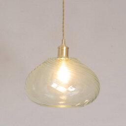 Valuelights Corinne Twill Spiral Bulbous Green Glass Easy Fit Lamp Shade With Bulb (D)31.5Cm - thumbnail 1