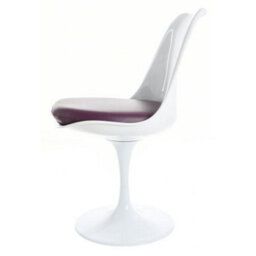 Fusion Living Tulip Set - White Large Circular Table And Six Chairs With Pu Cushion Purple - thumbnail 6