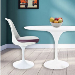 Fusion Living Tulip Set - White Large Circular Table And Six Chairs With Pu Cushion Purple - thumbnail 2