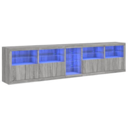 Berkfield Sideboard With Led Lights Grey Sonoma 283X37X67 Cm - thumbnail 2