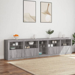Berkfield Sideboard With Led Lights Grey Sonoma 283X37X67 Cm - thumbnail 4