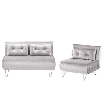 Beliani Living Room Set 3 Seater Vestfold Velvet Grey - image 1