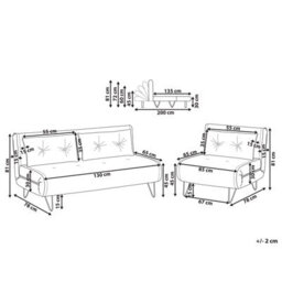 Beliani Living Room Set 3 Seater Vestfold Velvet Grey - thumbnail 3