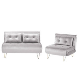 Beliani Living Room Set 3 Seater Vestfold Velvet Grey - thumbnail 1